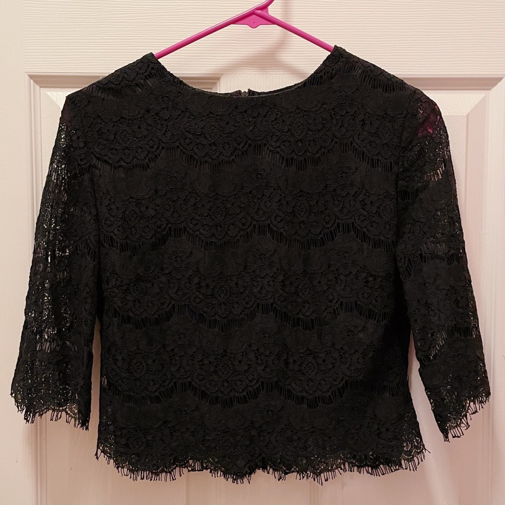 Space 46 Boutique Lace Top Blouse in Black M/L